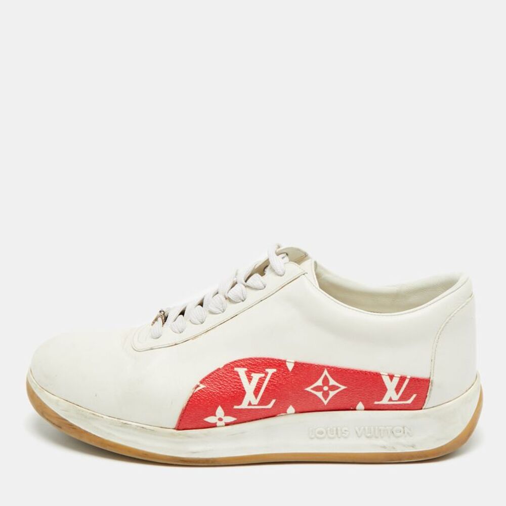 Louis Vuitton X Supreme Size 42 White/red Monogram Canvas And Leather Lace Up
